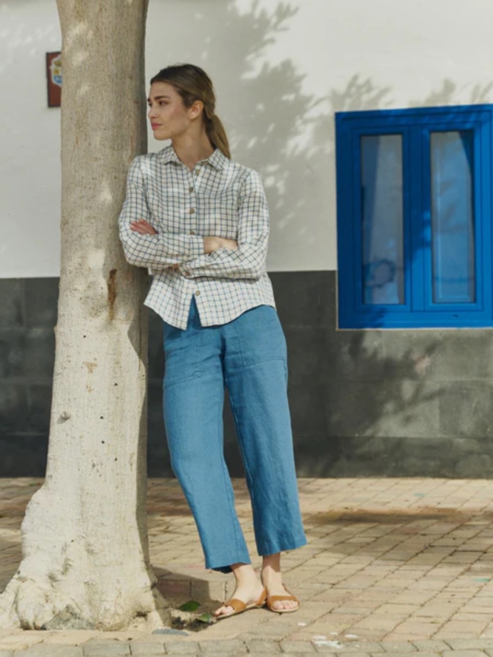 notPERFECTLINEN, PUGLIA straight cut cropped linen pants